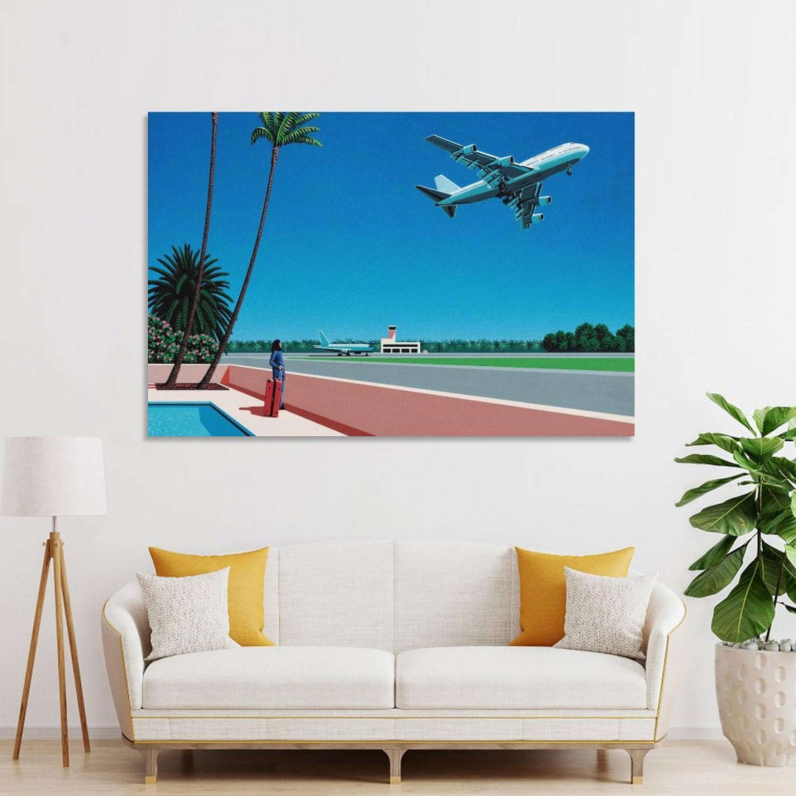 Amazon.co.jp: 画家永井博 夏の風景飛行機ポスター アートパネル